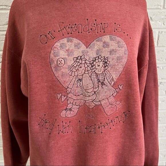 🚨4/$25VINTAGE Grandma Sweatshirt Valentines Our Friendship is Tied With Heartsr - Picture 2 of 5